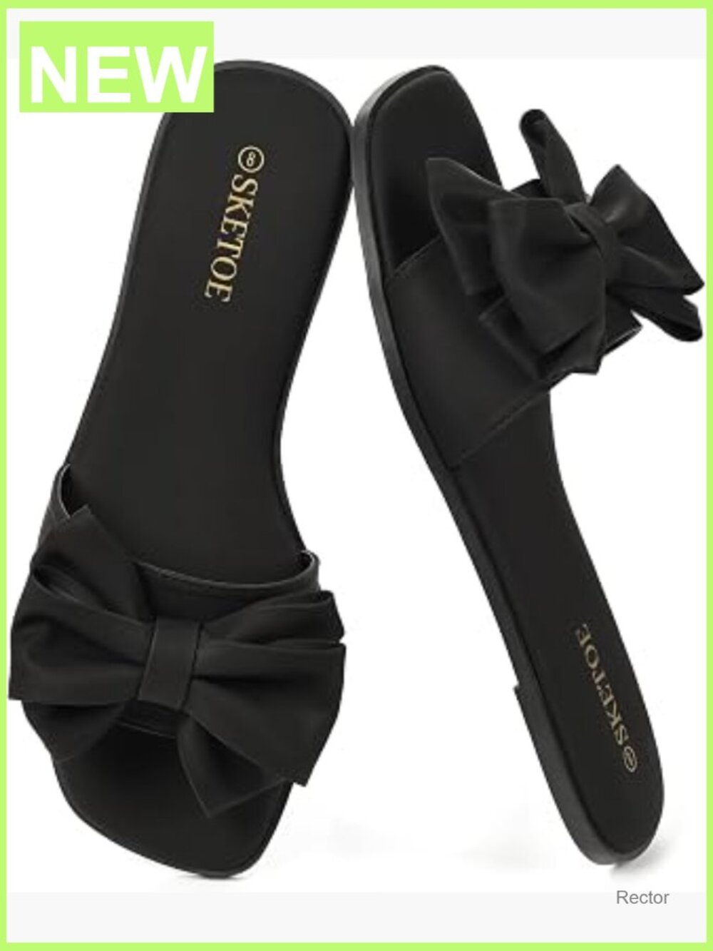 Comfortable Bow Flat Sandals Square Toe Slide for Wedding Beach